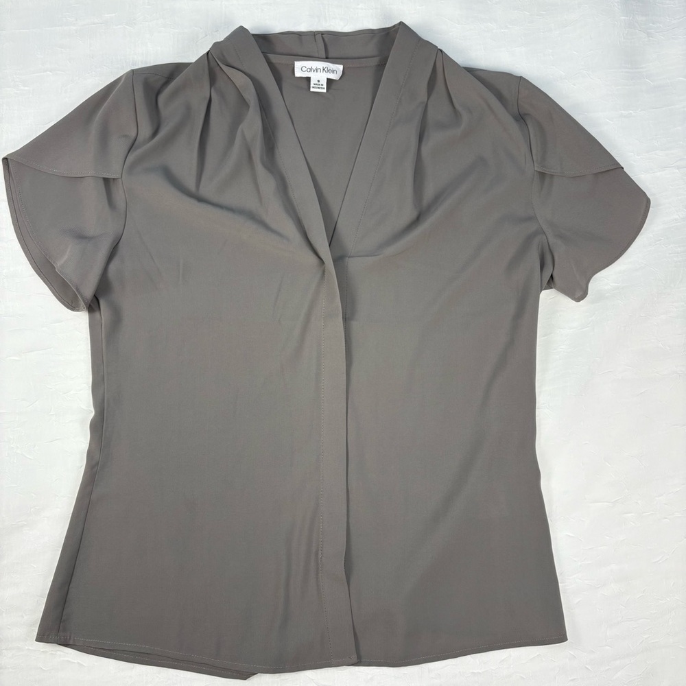 Calvin Klein Women's Gray Small Tulip Sleeve Blouse